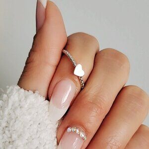 Simple Sterling Silver Heart Ring, Thin Heart Women Ring, 925 Minimalist Ring,